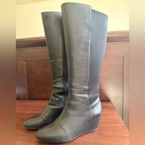 Naturalizer Black Knee-High Wedge Boots Size 8M